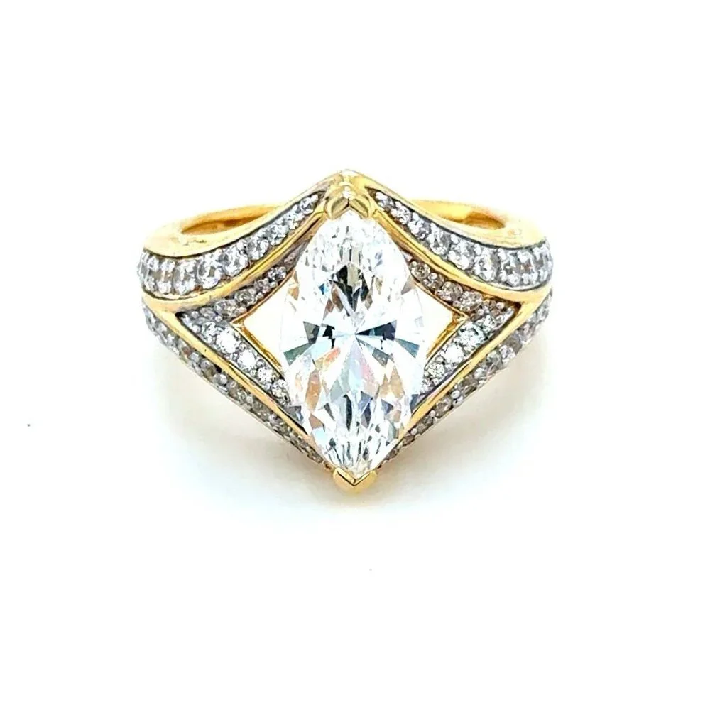 Dazzling 925 Gold Vermeil Cz Ring‎